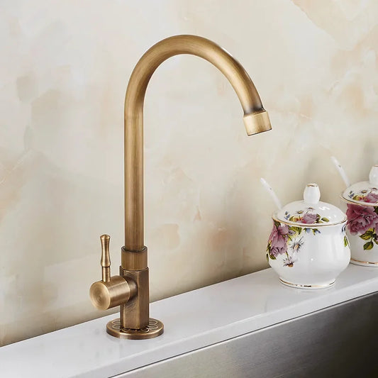 Robinet GoldenSwan – Robinet ancien au design col de cygne pour cuisine et jardin