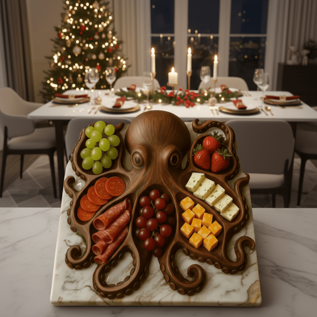 SEA GRAZE – Einzigartige Servierplatte in Oktopusform, handgefertigt und rustikal 3