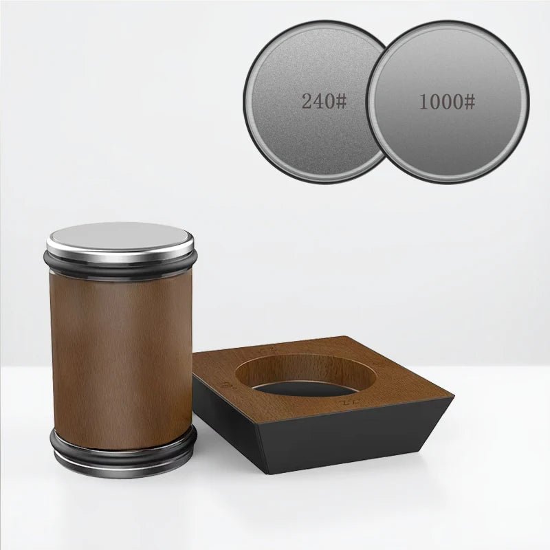 SHARPROLL – 4-Winkel-Rollmesserschärfer mit magnetischem Holzsockel 0