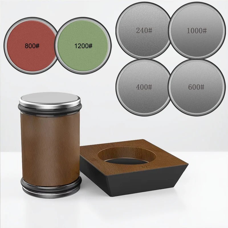 SHARPROLL – 4-Winkel-Rollmesserschärfer mit magnetischem Holzsockel 14