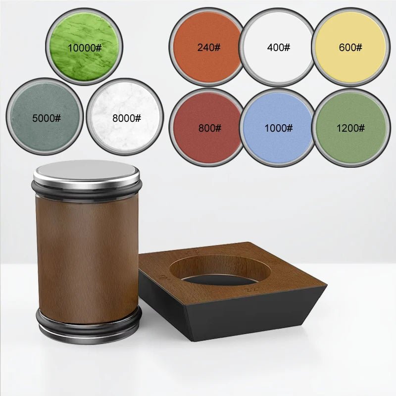 SHARPROLL – 4-Winkel-Rollmesserschärfer mit magnetischem Holzsockel 18