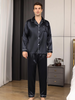 Ropa de dormir de satén para hombre SILKON – Conjunto de pijama de satén para hombre con camisa de manga larga y pantalón