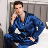 Ropa de dormir de satén para hombre SILKON – Conjunto de pijama de satén para hombre con camisa de manga larga y pantalón
