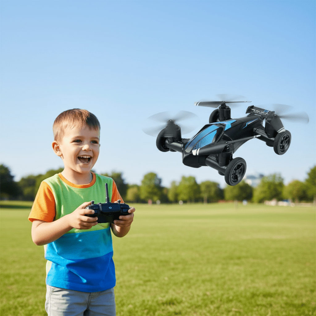 SkyRacer – 2-in-1 Ferngesteuertes Auto & Drohne für Flug- und Fahrspaß