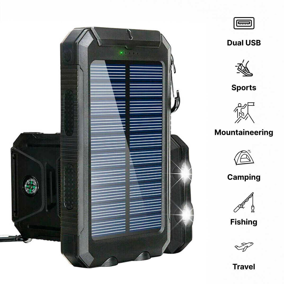 SOLARFORCE Power Bank – Wasserdichte Solar-Powerbank mit 500000mAh für Outdoor-Abenteuer