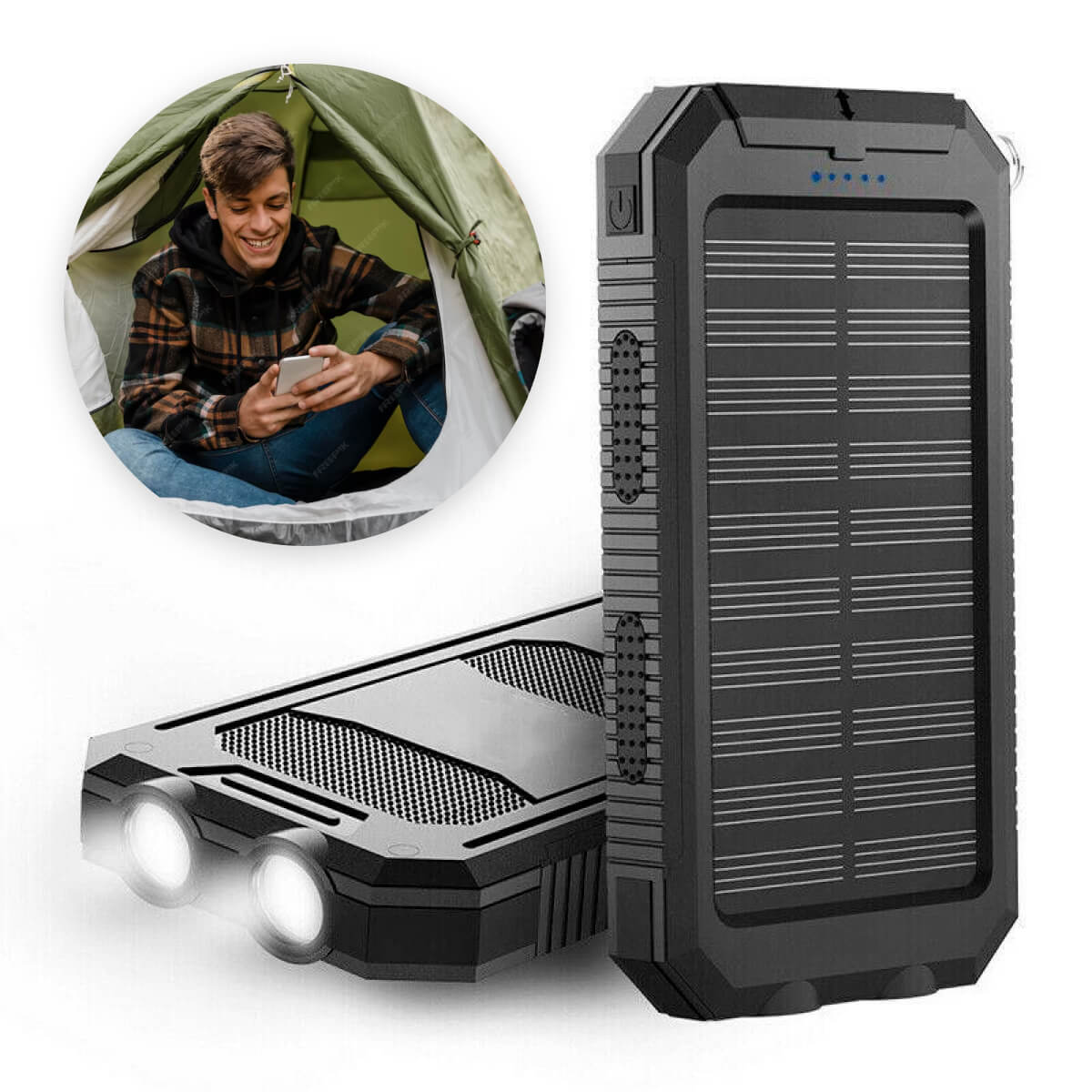 SOLARFORCE Power Bank – Wasserdichte Solar-Powerbank mit 500000mAh für Outdoor-Abenteuer