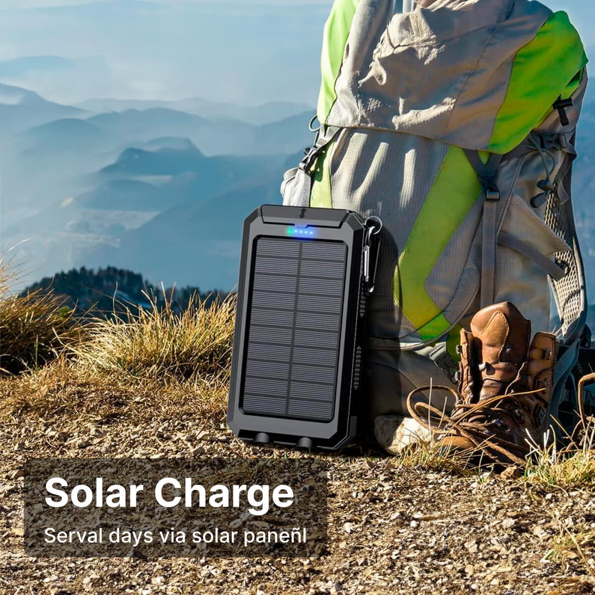 SOLARFORCE Power Bank – Wasserdichte Solar-Powerbank mit 500000mAh für Outdoor-Abenteuer