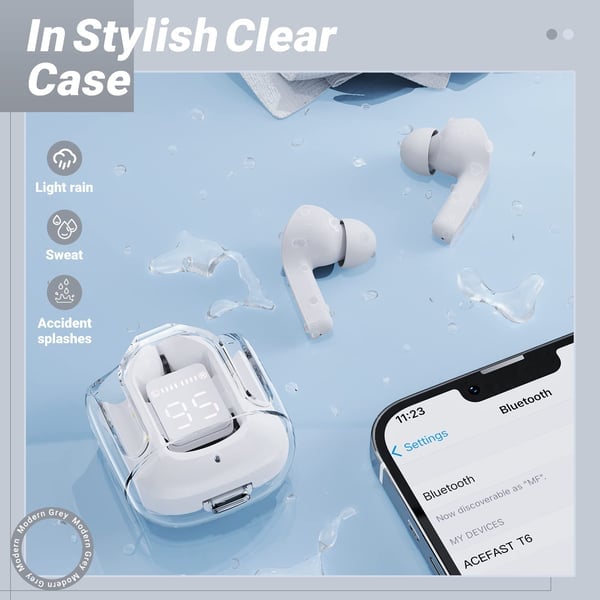 SonicPulse – Auriculares Bluetooth inalámbricos con sonido brillante y pantalla LED