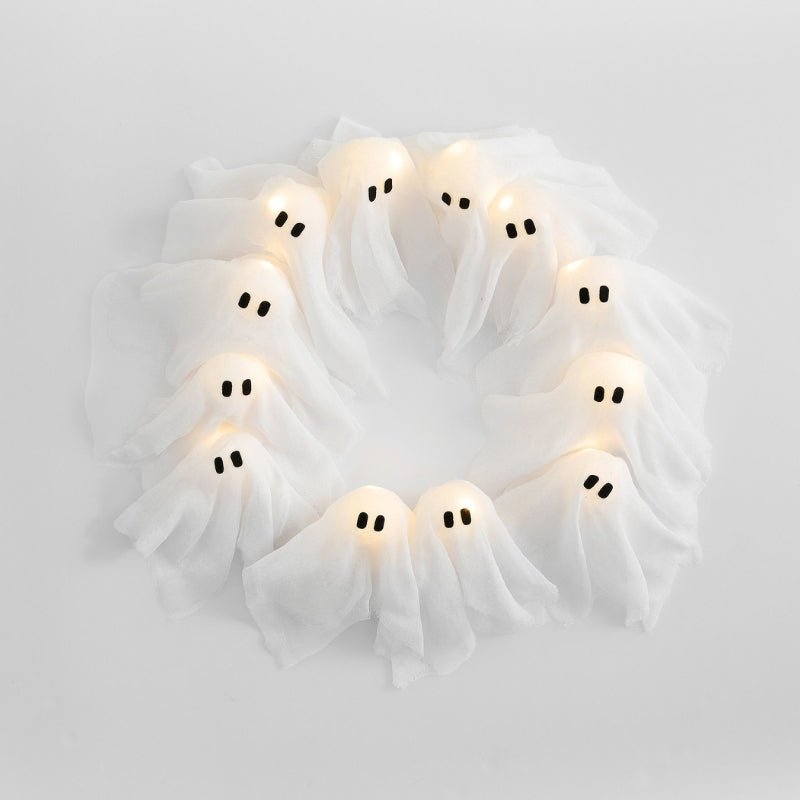 SPOOKFEST – LED Ghost Wreath for Halloween with Creepy Glow 7