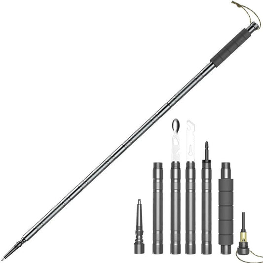 SURVIVALSTAFF – Bastón de senderismo plegable con multiherramienta integrada