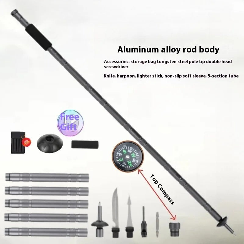 SURVIVALSTAFF – Bastone da trekking pieghevole con multitool integrato