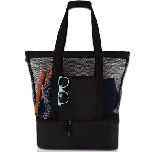 Borsa da picnic e da spiaggia in rete – Borsa impermeabile per picnic e spiaggia con doppio strato e alta capacità