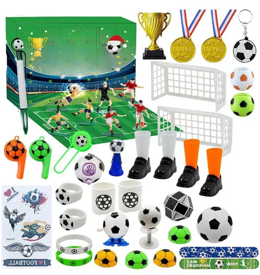 BoxCalendar – Calendario dell'Avvento di calcio per bambini con stadio e figurine da gioco