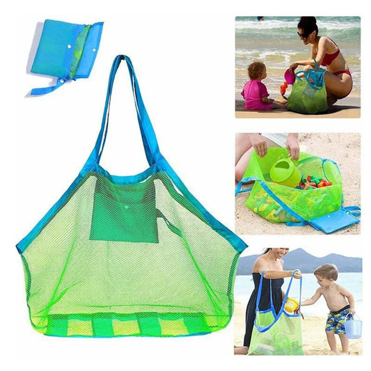 DRAAGBARE MESH TAS VOOR KINDEREN – Ademend strandtas voor speelgoed, handdoeken & reizen