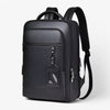Eleganter Leder-Rucksack Damen/Herren mit USB-Anschluss für Laptop und Alltag, 15,6 Zoll, Schwarz-1