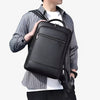 Eleganter Leder-Rucksack Damen/Herren mit USB-Anschluss für Laptop und Alltag, 15,6 Zoll, Schwarz-4