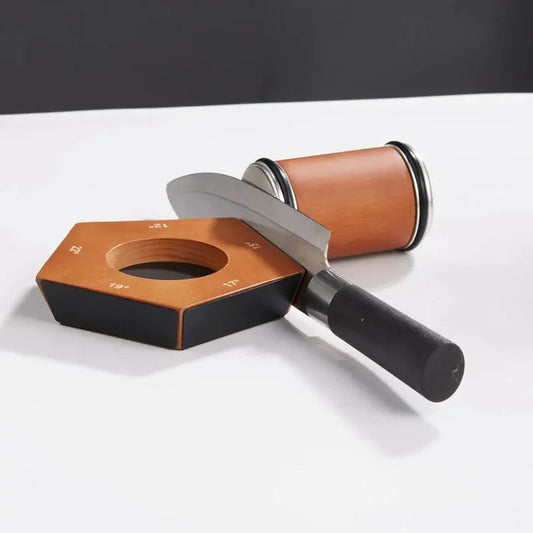 SharpRoll Diamant-Rollmesserschärfer – Manueller Messerschärfer mit Holz- & Diamantsteinen