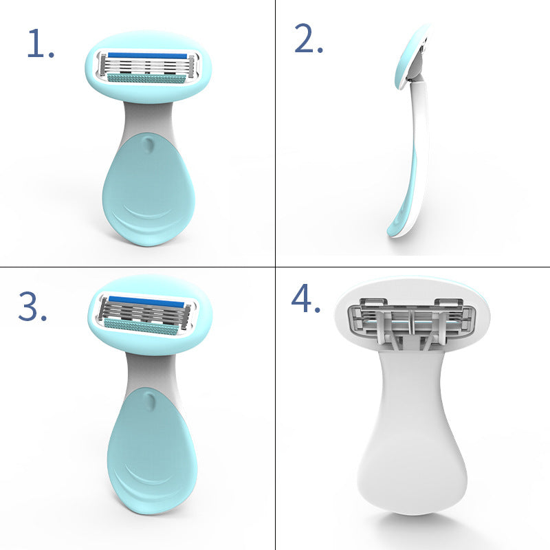 Sharpge – Afeitadora compacta de 4 cuchillas con estuche de viaje para una piel suave