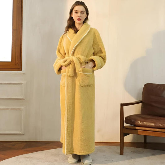 CoralHaven – Peignoir en polaire Sherpa unisexe avec col châle