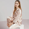 Conjunto de pijama de seda – pijama de seda para mujer de seda de morera con camisa de manga larga y pantalón