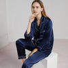 Conjunto de pijama de seda – pijama de seda para mujer de seda de morera con camisa de manga larga y pantalón
