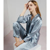 Conjunto de pijama de seda – pijama de seda para mujer de seda de morera con camisa de manga larga y pantalón