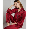 Conjunto de pijama de seda – pijama de seda para mujer de seda de morera con camisa de manga larga y pantalón
