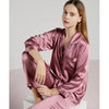 Conjunto de pijama de seda – pijama de seda para mujer de seda de morera con camisa de manga larga y pantalón