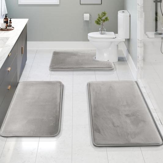 SoftStep Luxe – Set di 3 tappetini da bagno in memory foam con fondo antiscivolo