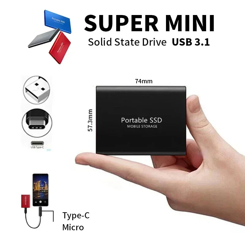 SpeedVault SSD – Disco duro externo de 100GB con conexión USB-C y USB 3.1 ultrarrápida
