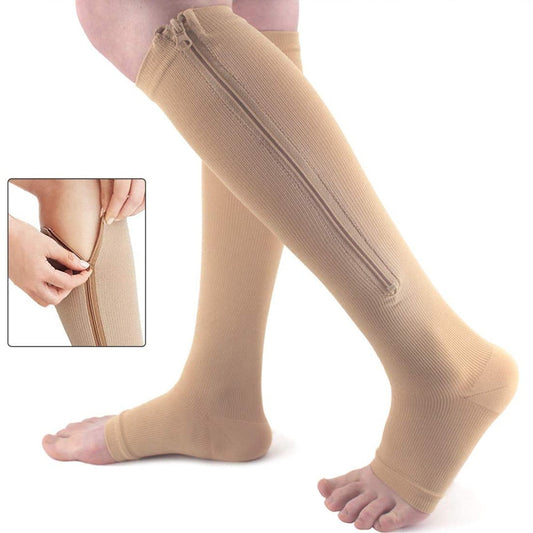 SupportEase – Medias de compresión con cremallera para piernas cansadas y hinchadas