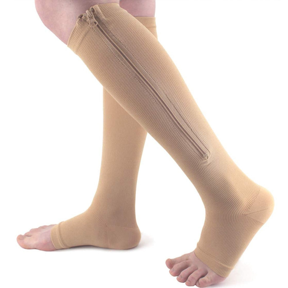 SupportEase – Medias de compresión con cremallera para piernas cansadas y hinchadas