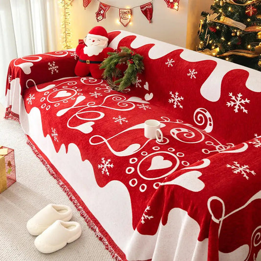 THREADLYN – Weihnachts-Sofadecke aus Chenille mit strapazierfähigem, haustierfreundlichem Design 0