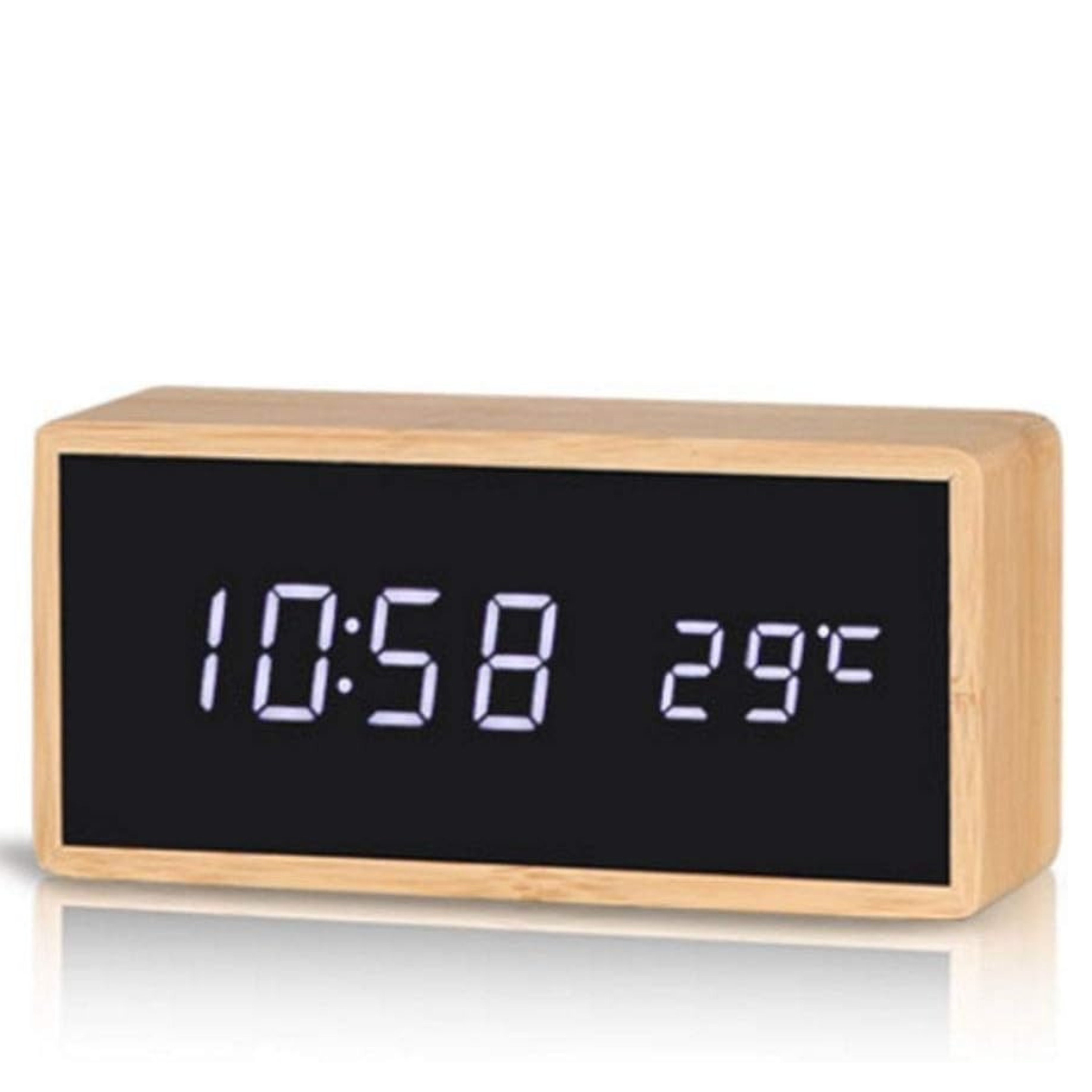 TIMBORA – Minimalistischer LED-Bambus-Wecker mit Temperaturanzeige 8