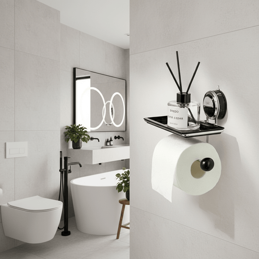 TISSUE TUG – Starker Halt, bohrfreier Halter für große Toilettenpapierrollen 0