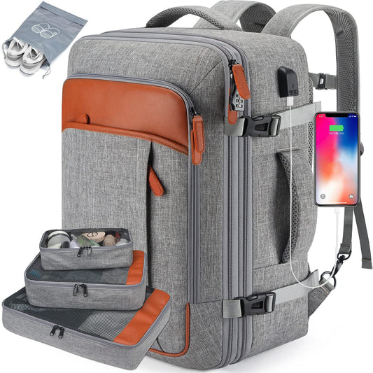 TravelLite Pack – Mochila de viaje compacta con compartimento para zapatos, USB y diseño Croco