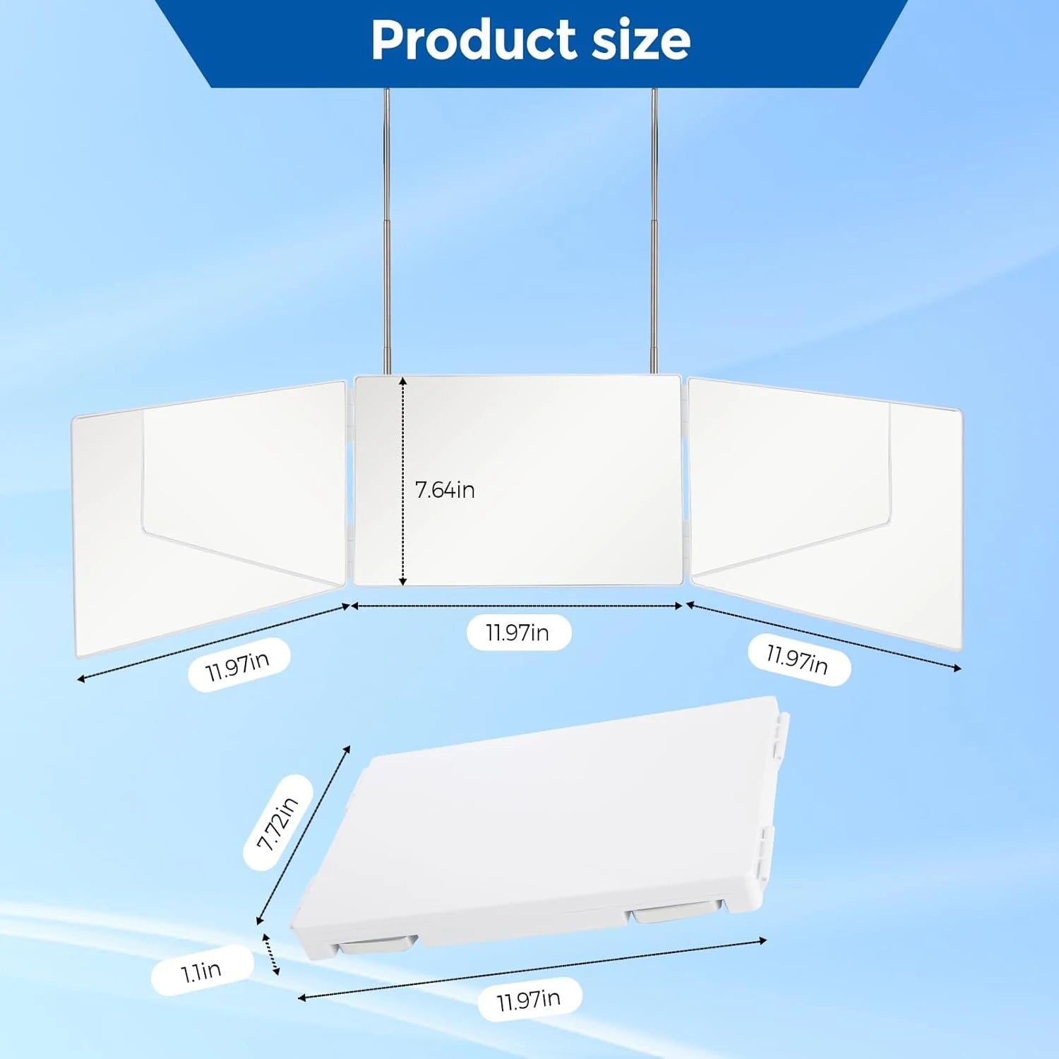 TRIFLEX Specchio – Specchio da styling a 3 vie con ganci regolabili e design pieghevole