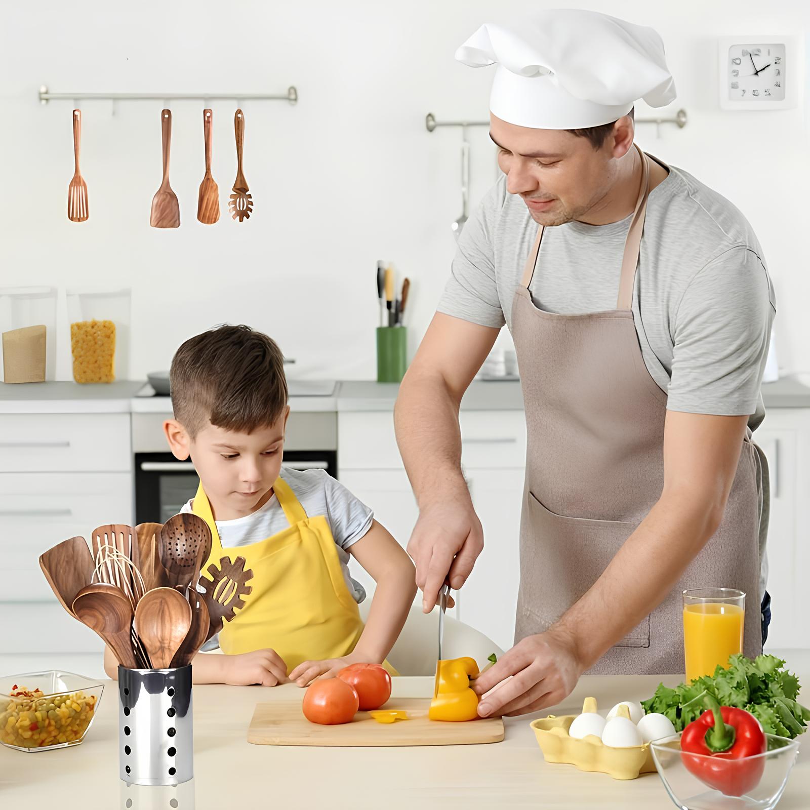 TeakStyle Küchenutensilien-Set | 11-teiliges Set aus natürlichem Teakholz | Kratzfeste Kochutensilien | Umweltfreundliches Küchenzubehör 1