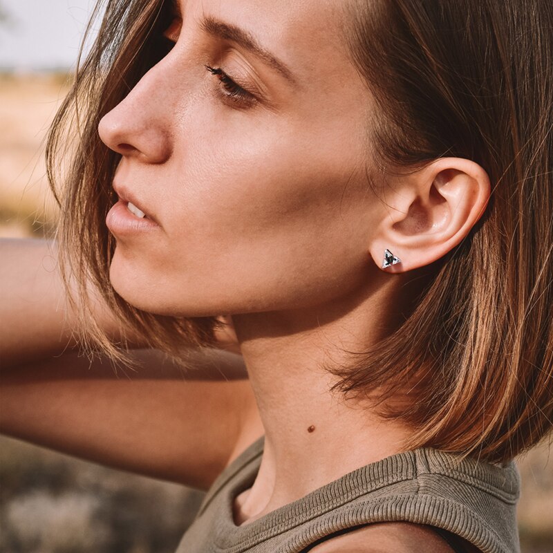 Pendientes de botón triangulares – Dreiecksohrringe de plata 925 para hombres