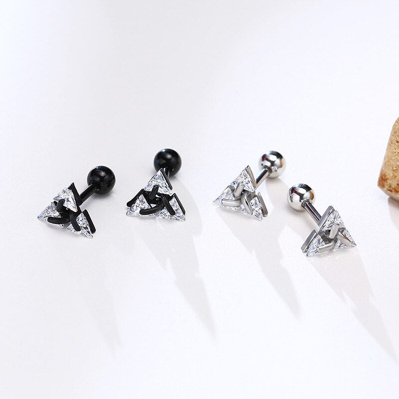 Pendientes de botón triangulares – Dreiecksohrringe de plata 925 para hombres