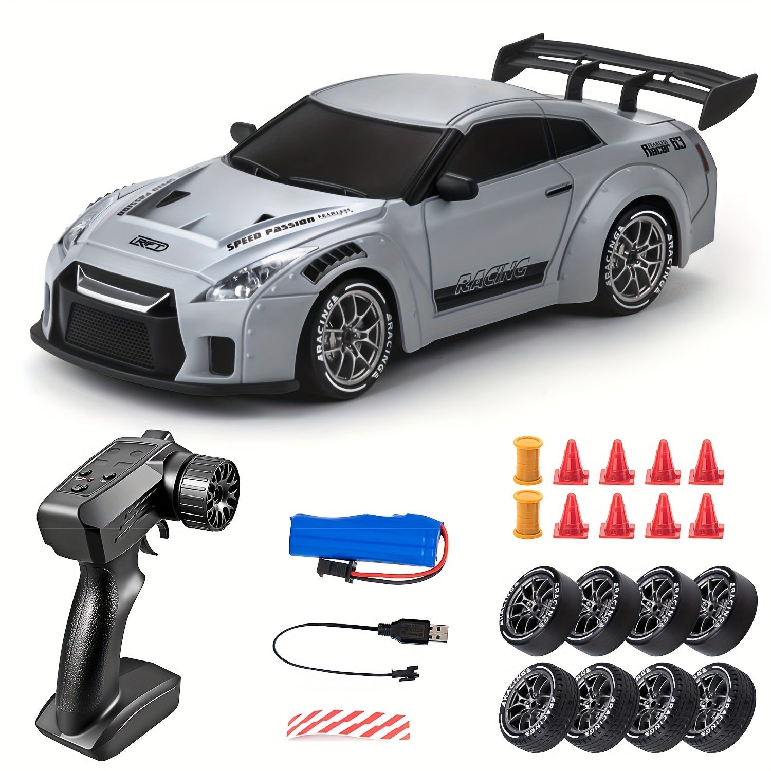 Ultimate Drift Racer – Coche RC 1:24 con ruedas LED y tracción en las cuatro ruedas