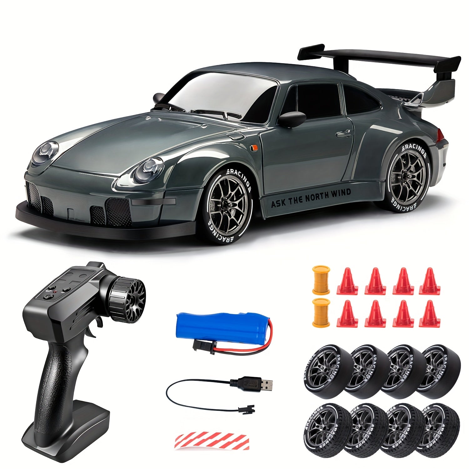 Ultimate Drift Racer – Coche RC 1:24 con ruedas LED y tracción en las cuatro ruedas