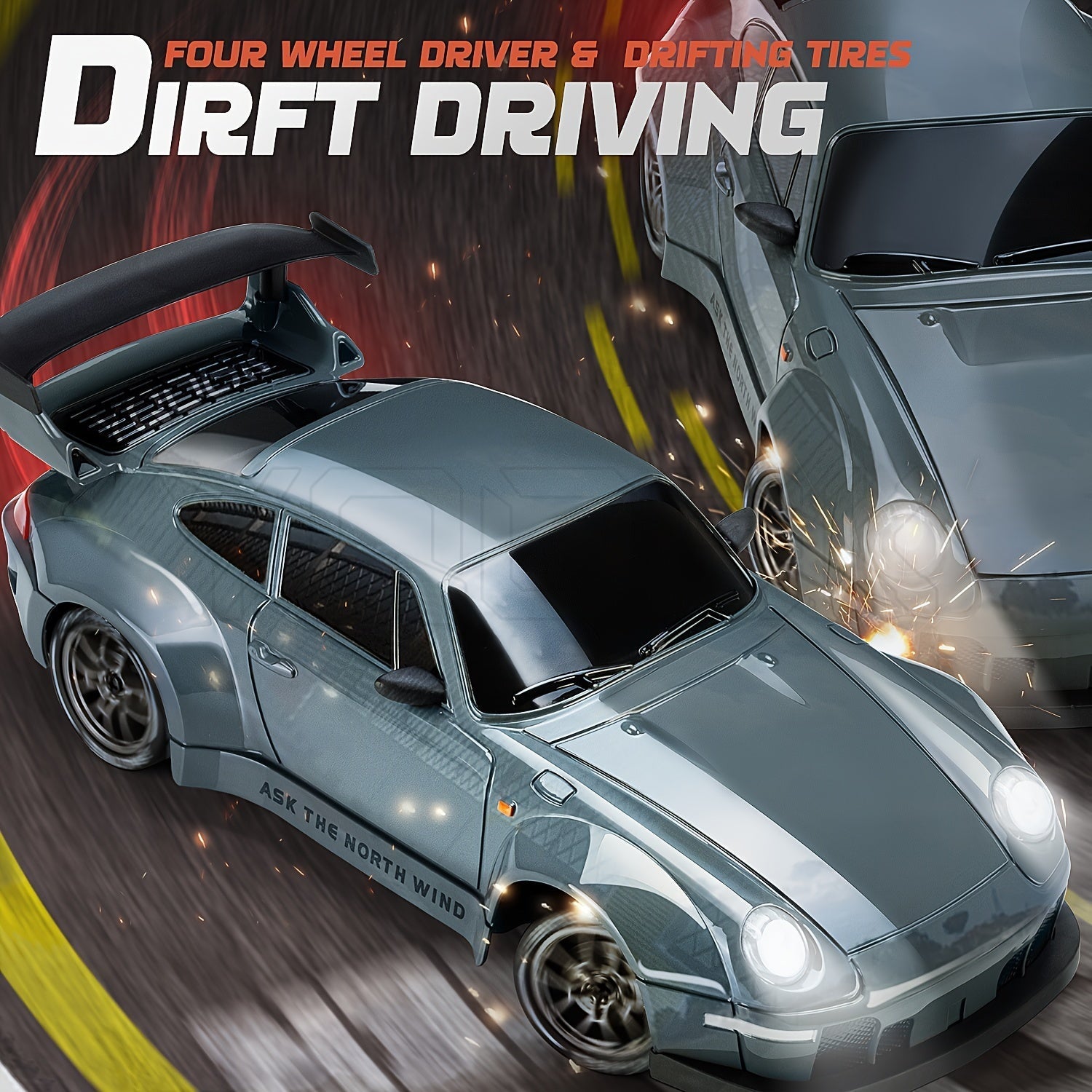 Ultimate Drift Racer – Coche RC 1:24 con ruedas LED y tracción en las cuatro ruedas