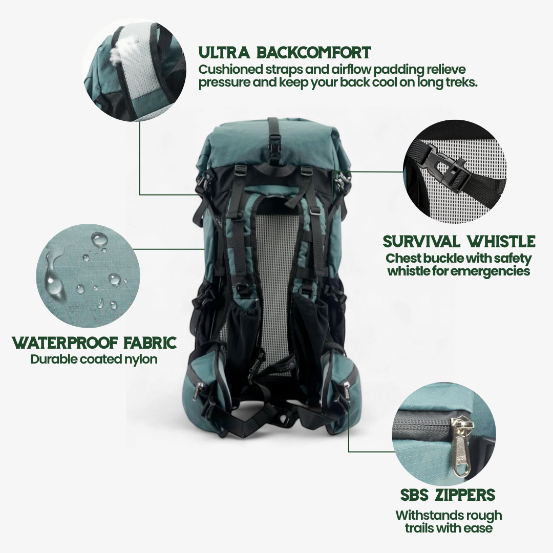 ULTREA PACK – Mochila de aventura ultraligera de 50L con cierre enrollable y nylon ripstop