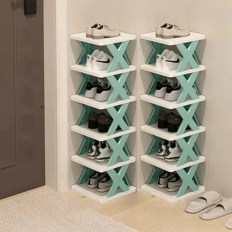 aufbewahrung platzsparend SHOETOWER – Schuhregal mit 4 Ebenen – Platzsparender Schuhorganisator – Stapelbar & kompakt für Flur & Schlafzimmer – Wohnish