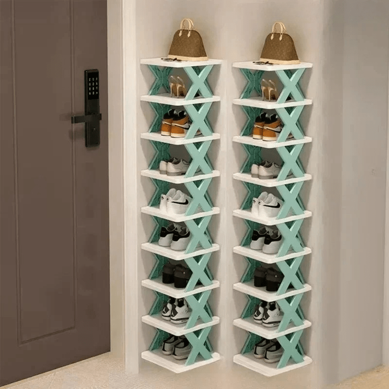 platzsparende aufbewahrung SHOETOWER – Schuhregal mit 4 Ebenen – Platzsparender Schuhorganisator – Stapelbar & kompakt für Flur & Schlafzimmer – Wohnish