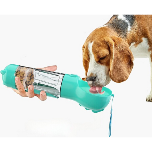 Snackbuddy Pro – 2-in-1 Wasser- & Futterflasche mit Kotbeutelhalter