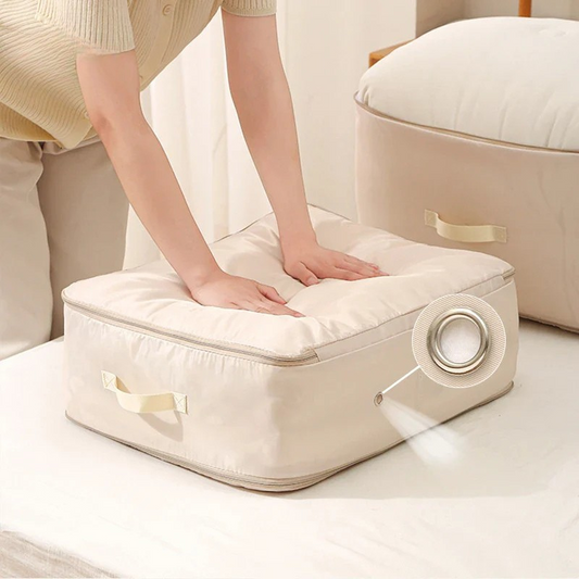 BORSA COMPATTA PER STOCCAGGIO – Sacchetto compressione per abbigliamento e piumoni con cerniera e maniglia