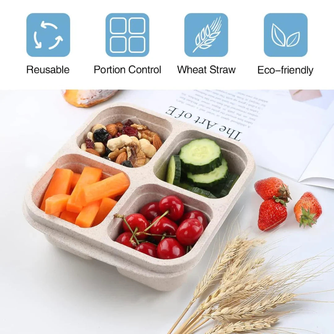Bento-Style 4-Fach Meal-Prep-Boxen im 4er-Pack – Nachhaltig und Praktisch