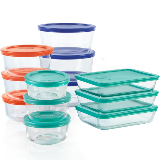 ENSEMBLE DE RANGEMENT GLASSKEER – Ensemble de rangement en verre 12 pièces avec couvercles à clip pour une organisation de cuisine fraîche et durable